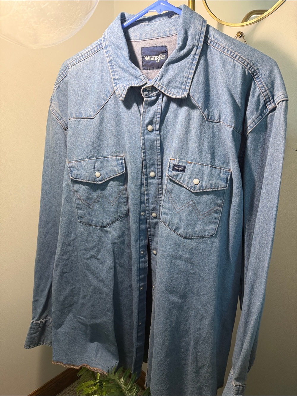 Wrangler Light Blue Denim Snap Shirt